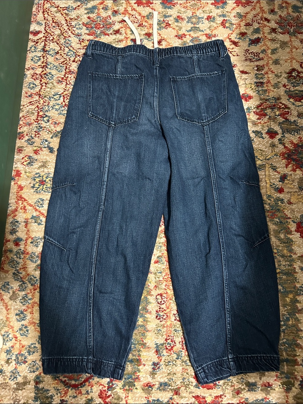 Scoop Casual Drawstring Denim Barrel Pants in Deep Indigo - Picture 4 of 4